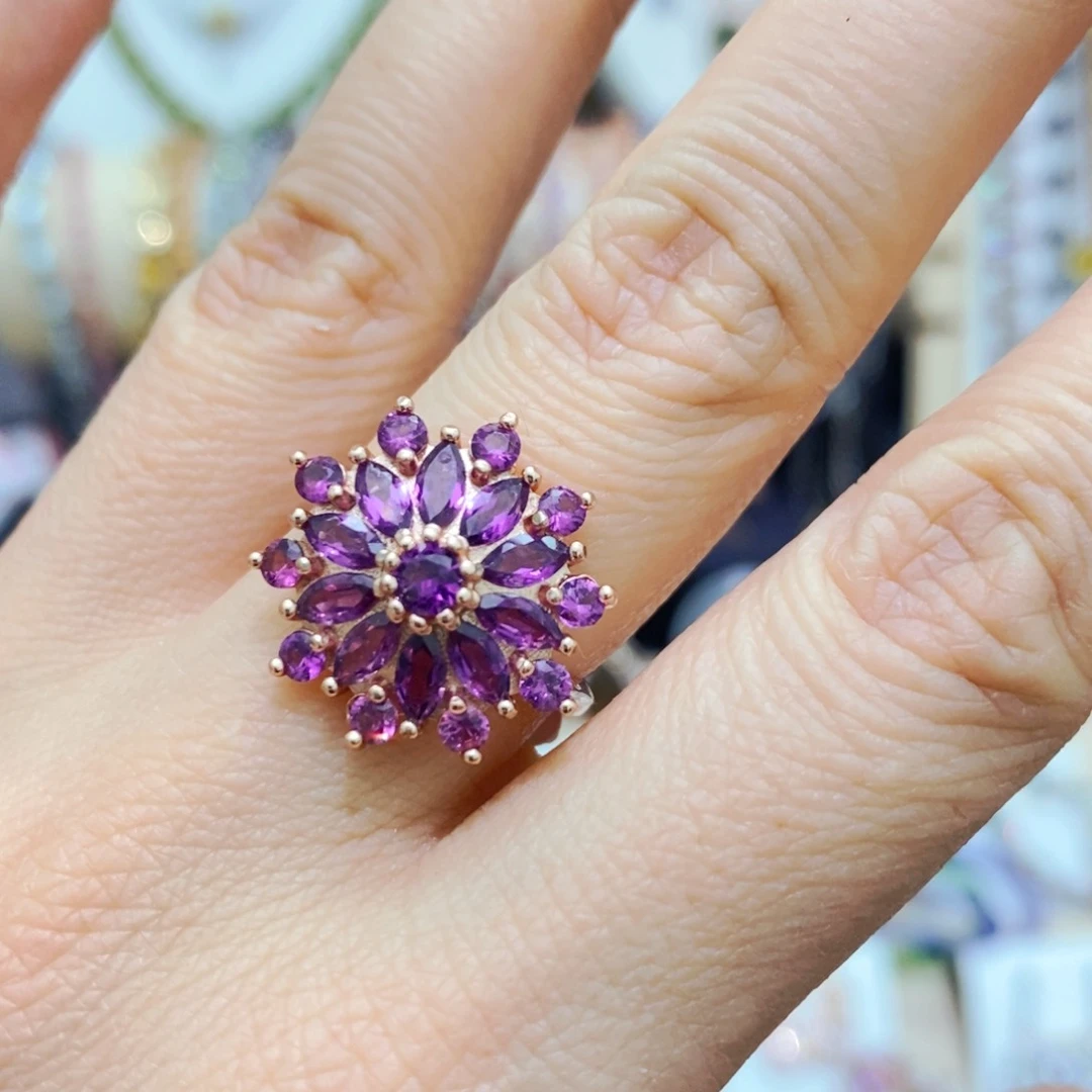 石榴石戒指银S925镶嵌