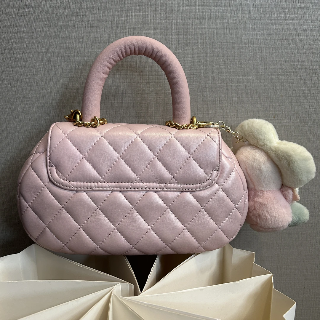 TOLEX2025新款手工百搭椭圆时尚女包粉色