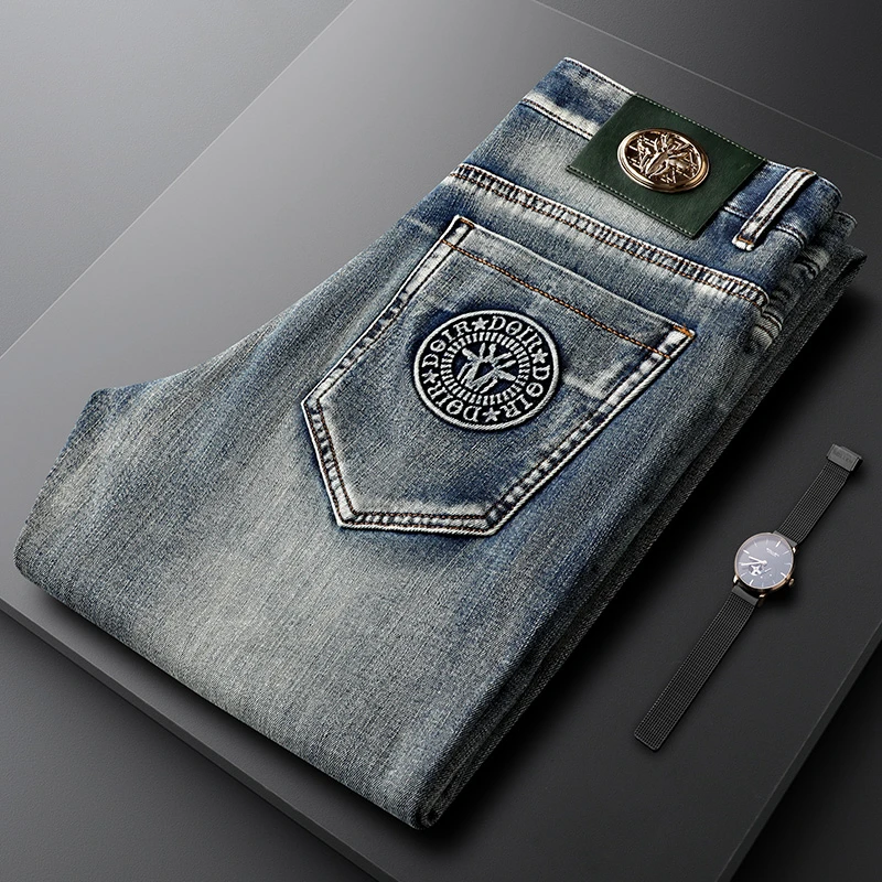 轻奢男士时尚牛仔裤2025春秋季新款爆款修身百搭男士商务休闲裤潮
