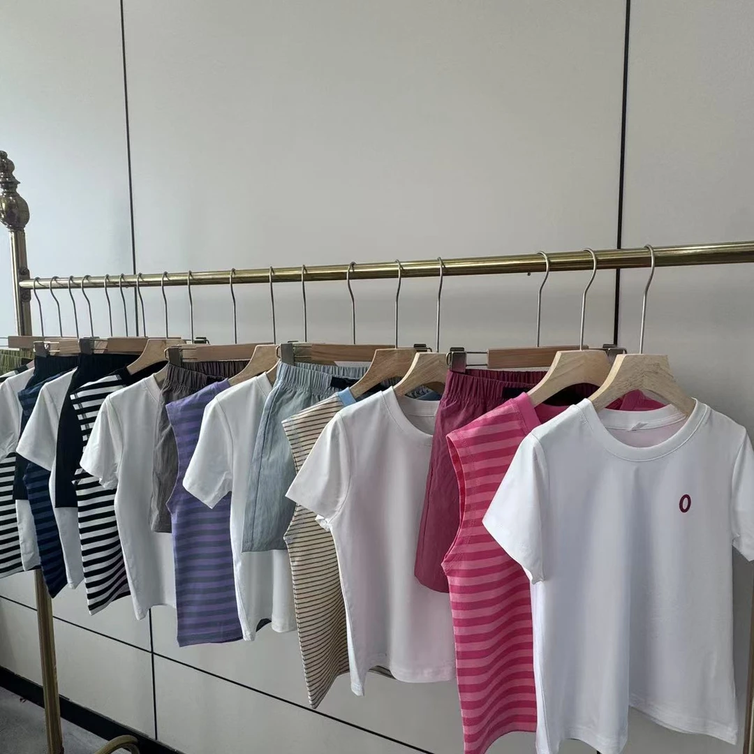 2025夏季新款儿童日系美山短袖背心套装休闲运动背心短裤三件套