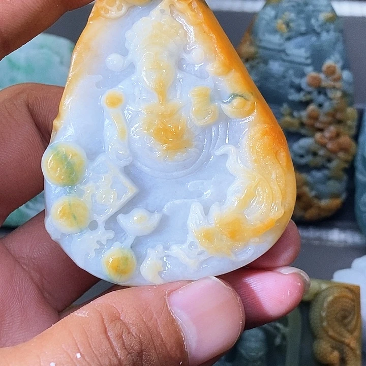 定制翡翠未镶嵌财神爷 抛光3天