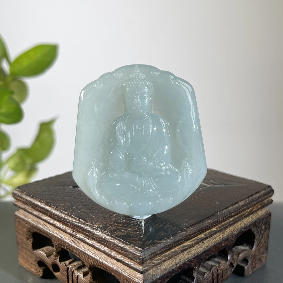 JGW16-148  天然缅甸A货翡翠  阿弥陀佛