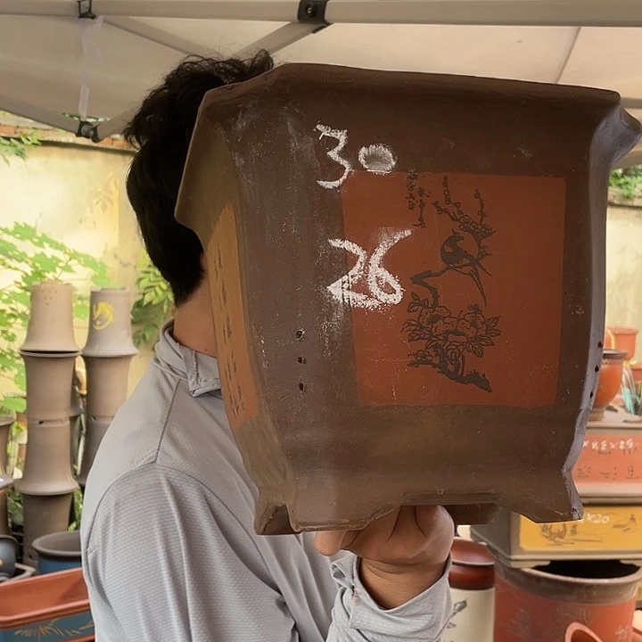 31红切角四方花盆紫砂花盆