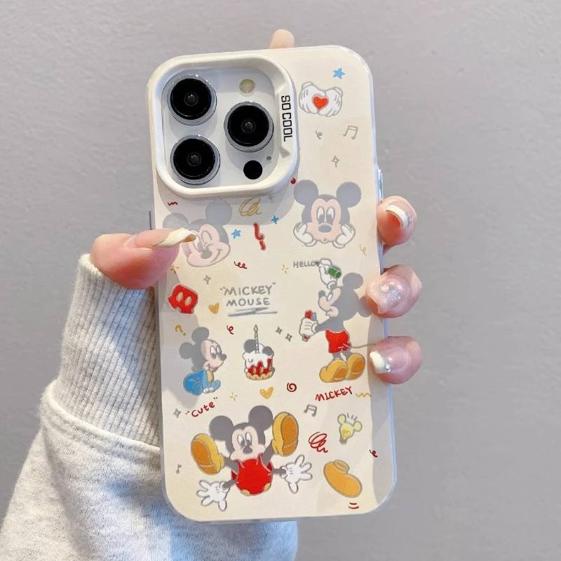 米黄米奇适用苹果16promax手机壳新款彩绘iPhone15pro磨砂彩银14