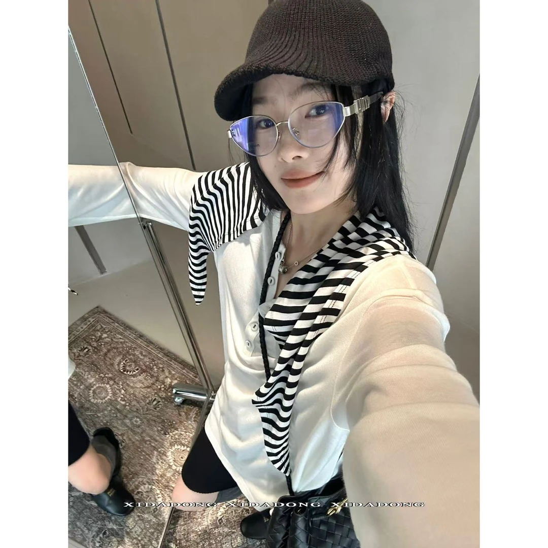 【NO退NO换】J-66256#喜大东#韩系气质温柔长袖T(配披肩)(福利)