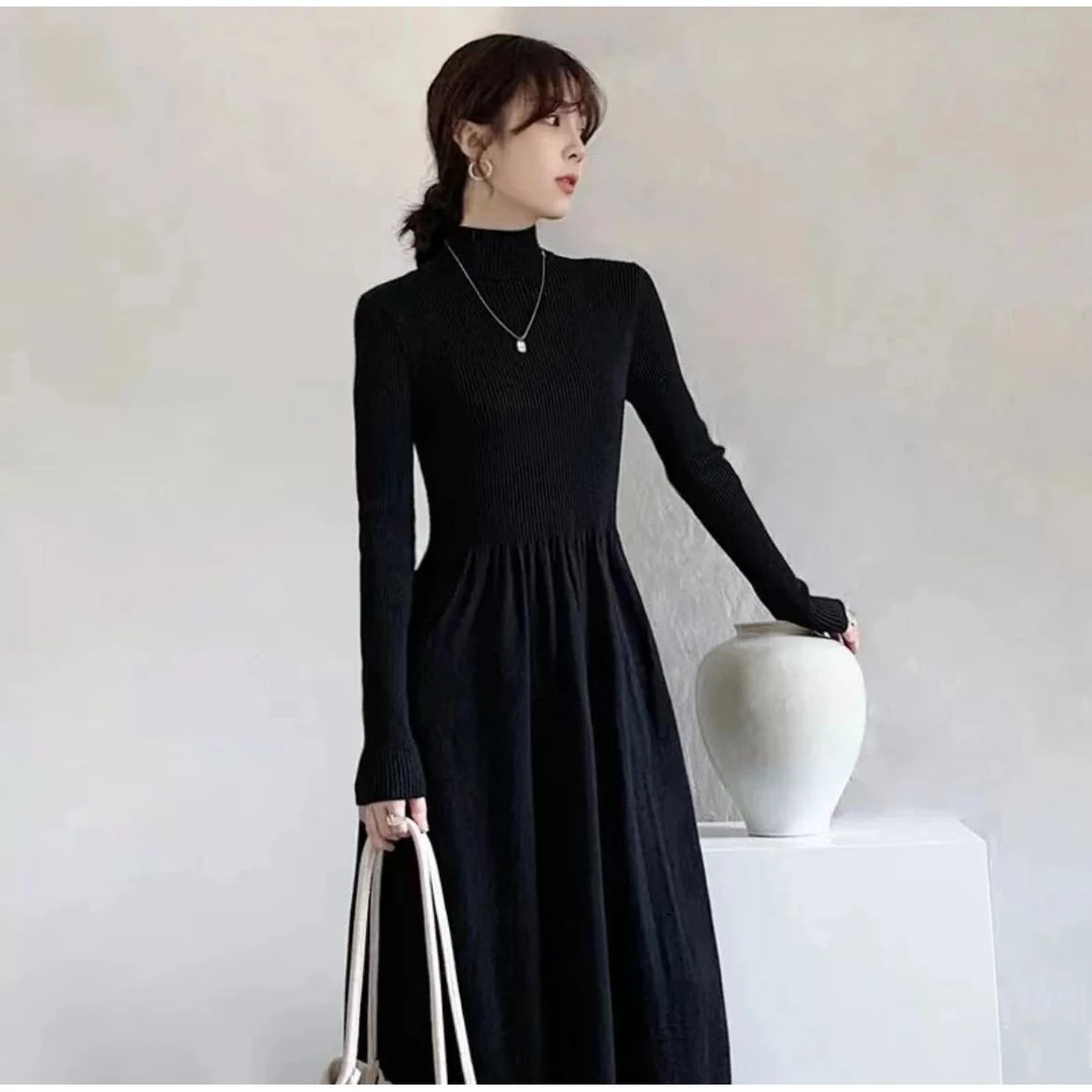 【加厚版】孕妇秋冬半高领打底内搭裙百搭显瘦气质孕妇纤绒纱毛衣裙