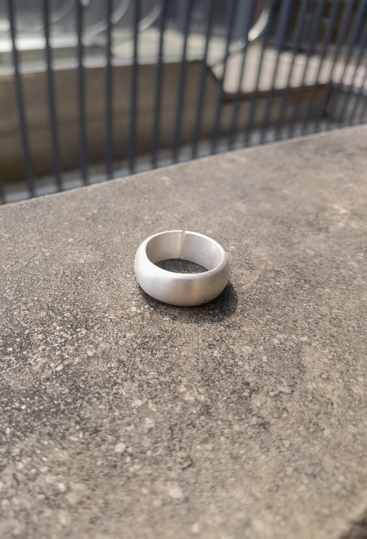 足银戒指 手工泥鳅背光面戒指磨砂素圈  手工戒指