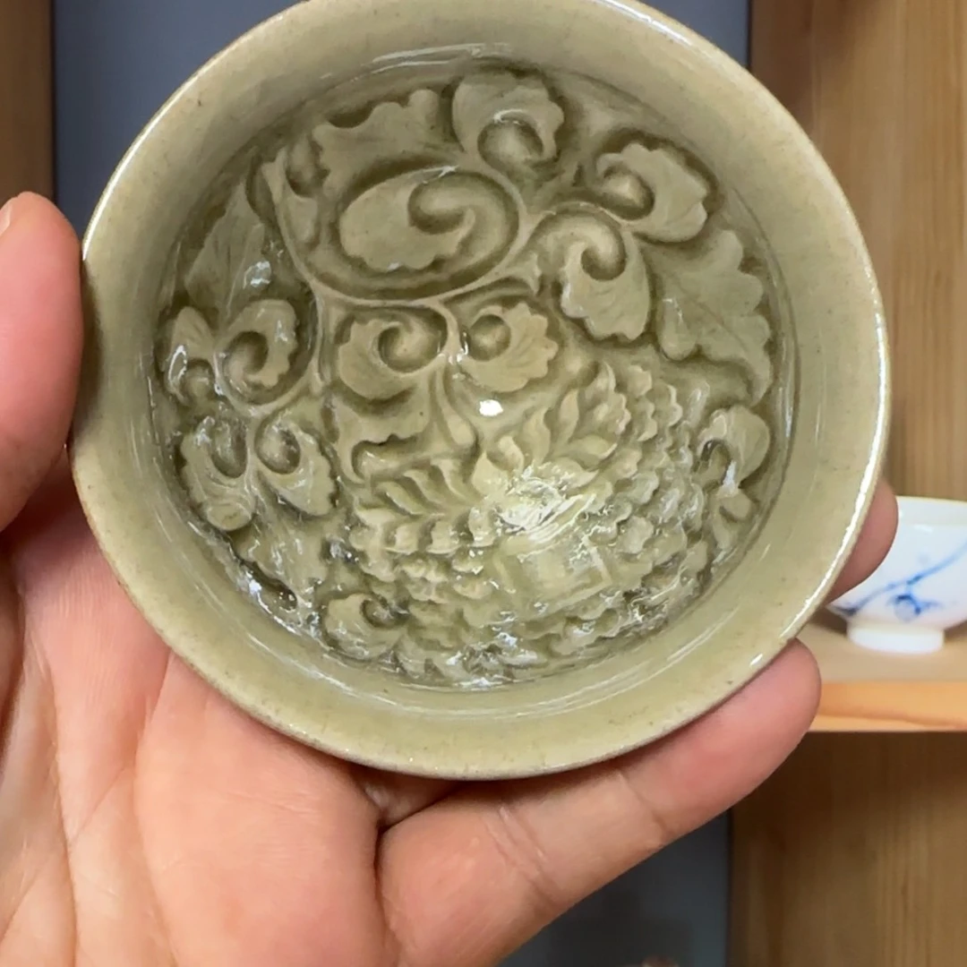 耀州窑青釉瓷器煤窑仿古斗笠盏