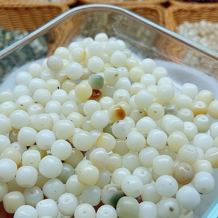 白玉菩提手串瑕疵11白玉桶珠200颗