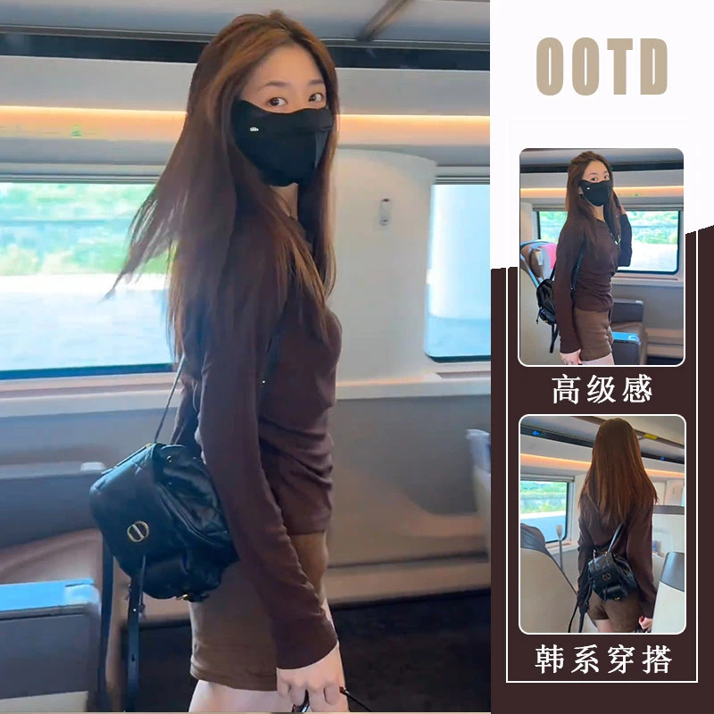 纯色小个子短款松弛空调衫上衣长袖女秋季百搭高级休闲短裤两件套