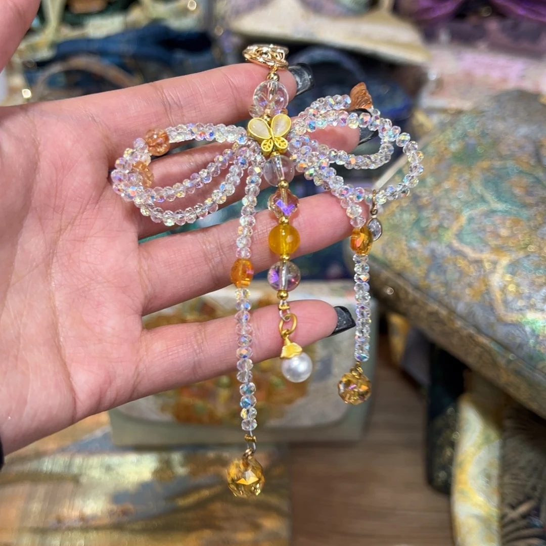 豆***y织绣蝴蝶结挂饰福利