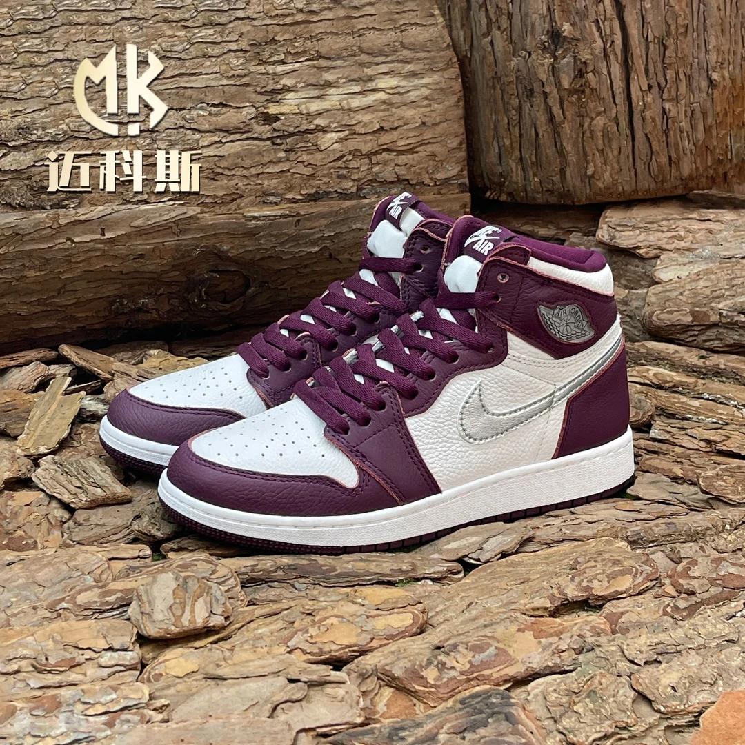 Air Jordan1 AJ1酒红波尔多白红潮鞋婚鞋高帮运动球鞋 575441-611