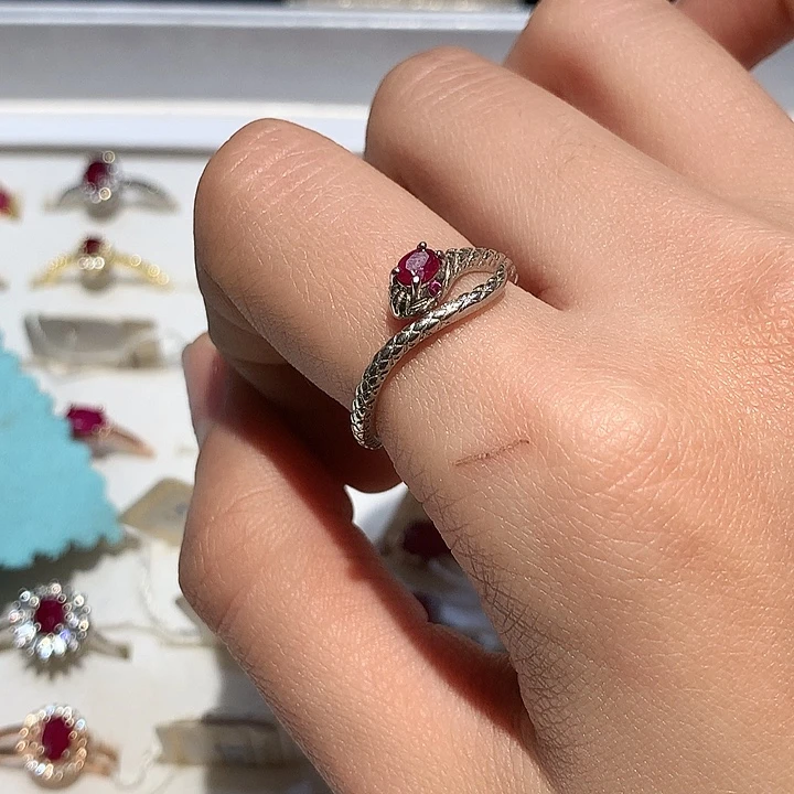 戒指银S925镶嵌红宝石