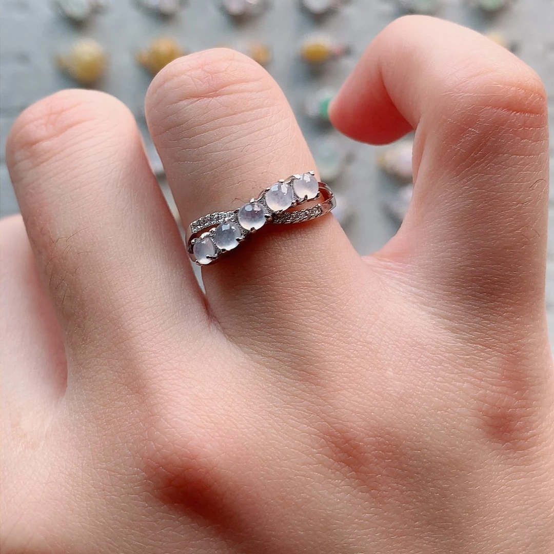 翡翠戒指银S925镶嵌0054