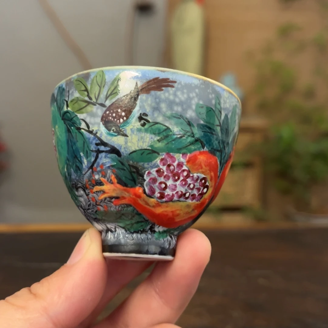 杯柴烧手工手绘陶瓷