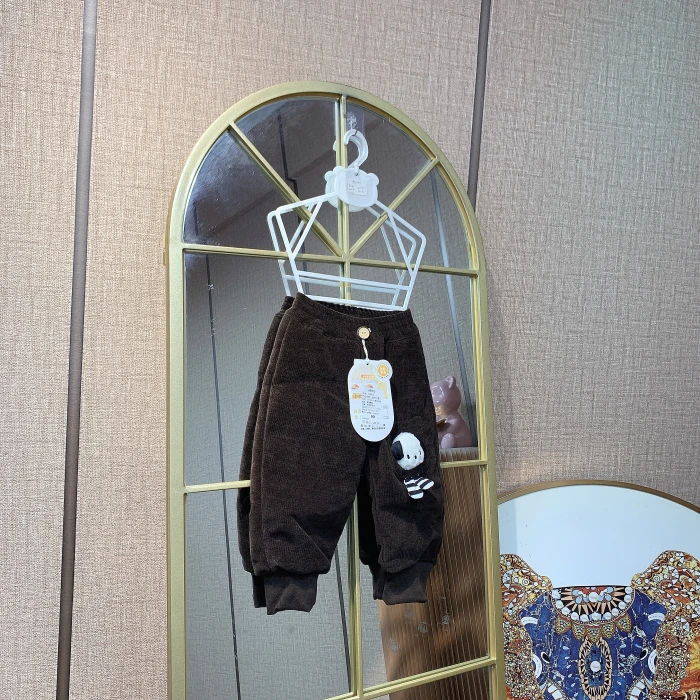 AE033    宝宝咖色休闲夹棉裤子