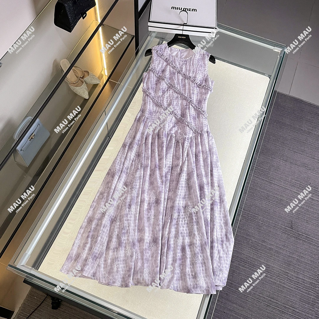 法式紫色甜美温柔度假风减龄气质背心连衣裙女DY7351