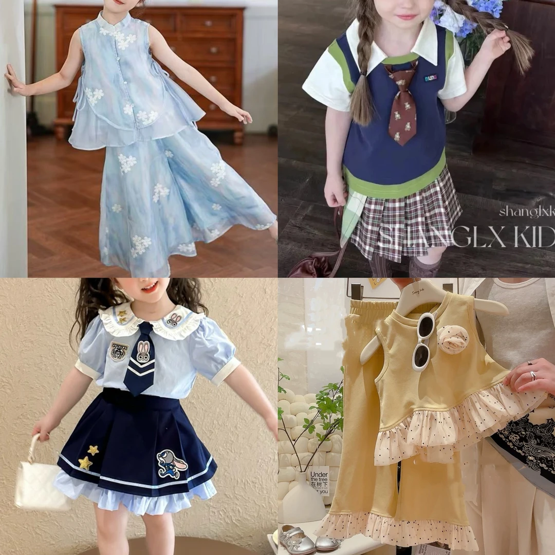【C201-C299】女童夏季甜美气质套装洋气时髦单件韩版女童休闲女宝