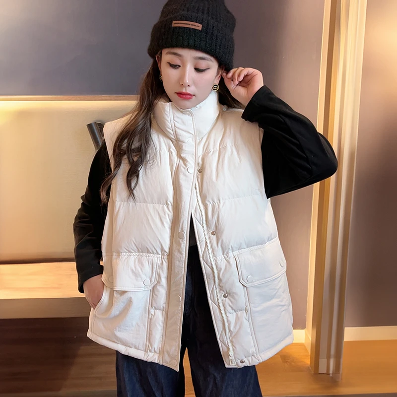 大码羽绒马甲200斤宽松百搭外穿短款时尚无袖保暖秋冬季洋气外套