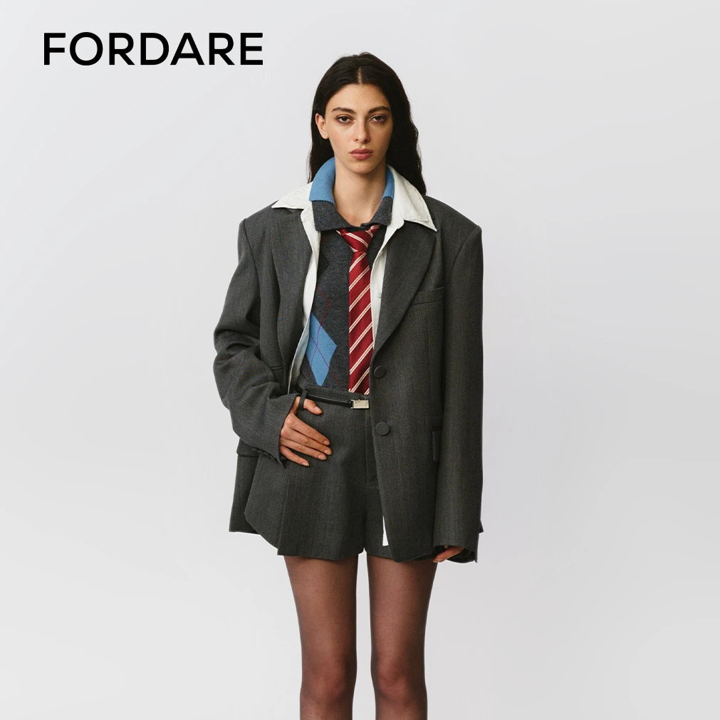 FORDARE/福蝶 25秋冬新品 假两件衬衫领西装外套休闲时尚1503