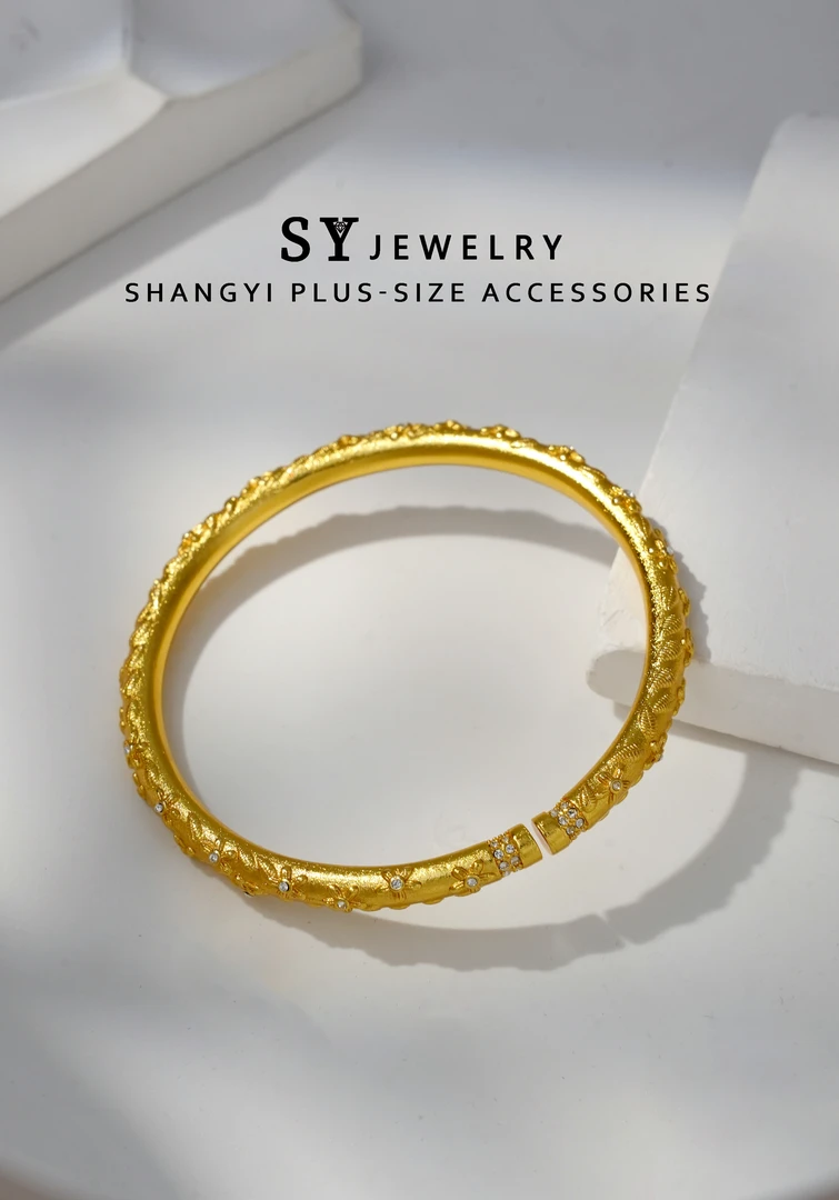 铜合金手镯 C-031胖妹妹大码新中式国潮风经典樱花点钻开口手镯