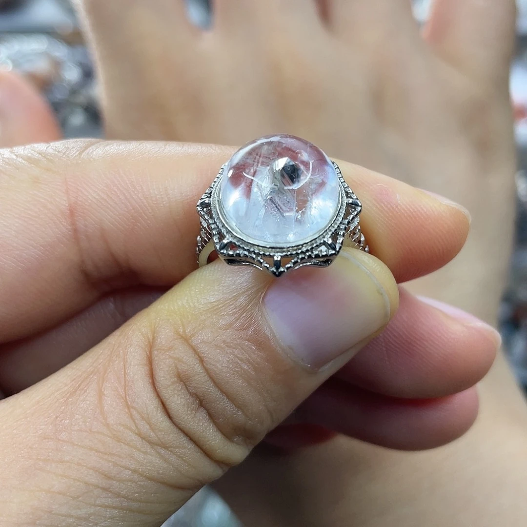 【闪购商品】银S925镶嵌珠宝半成品水晶戒指