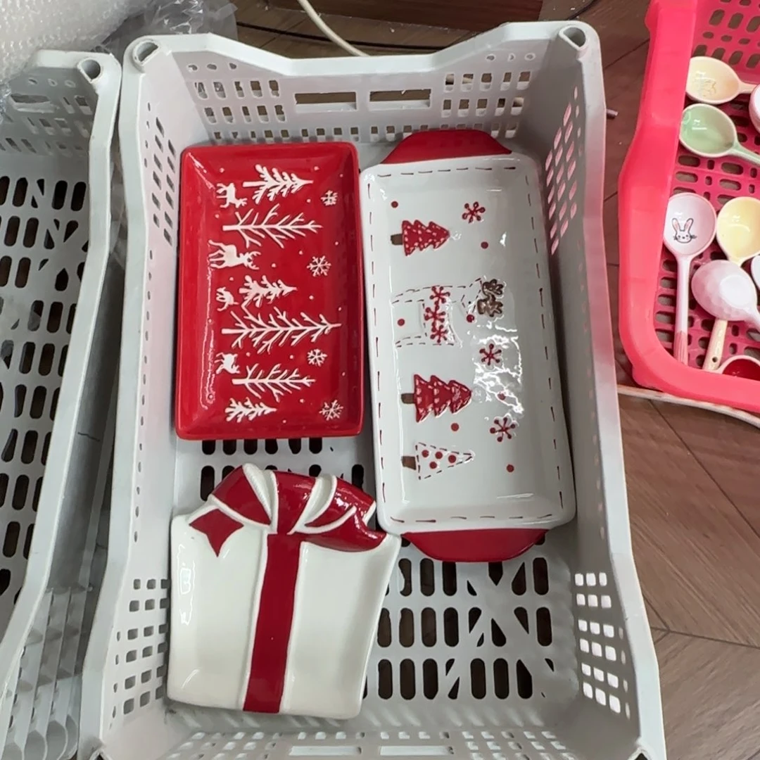 潦***生蝴蝶结盘子+鱼盘x2