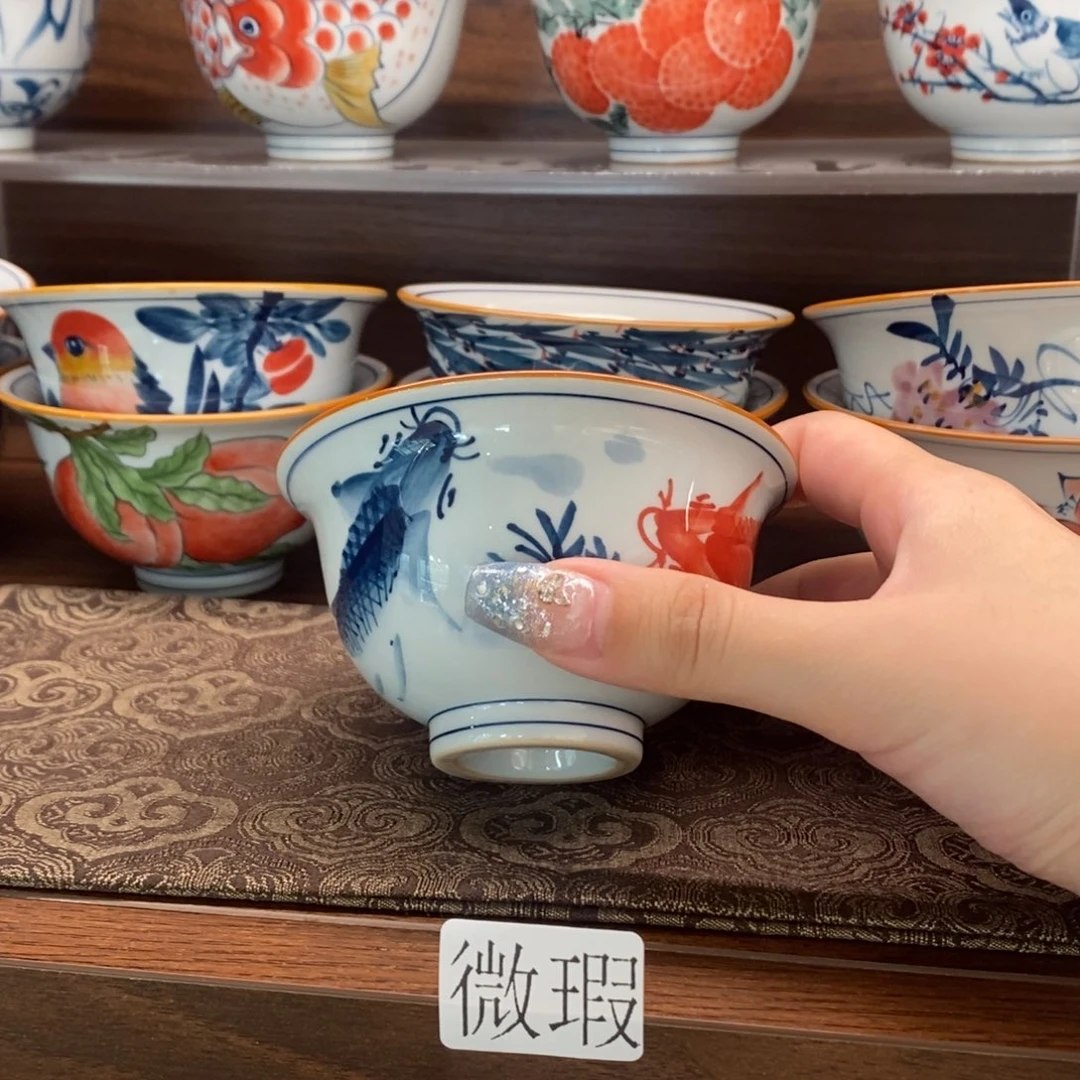 釉下手绘茶具微瑕手工绘制