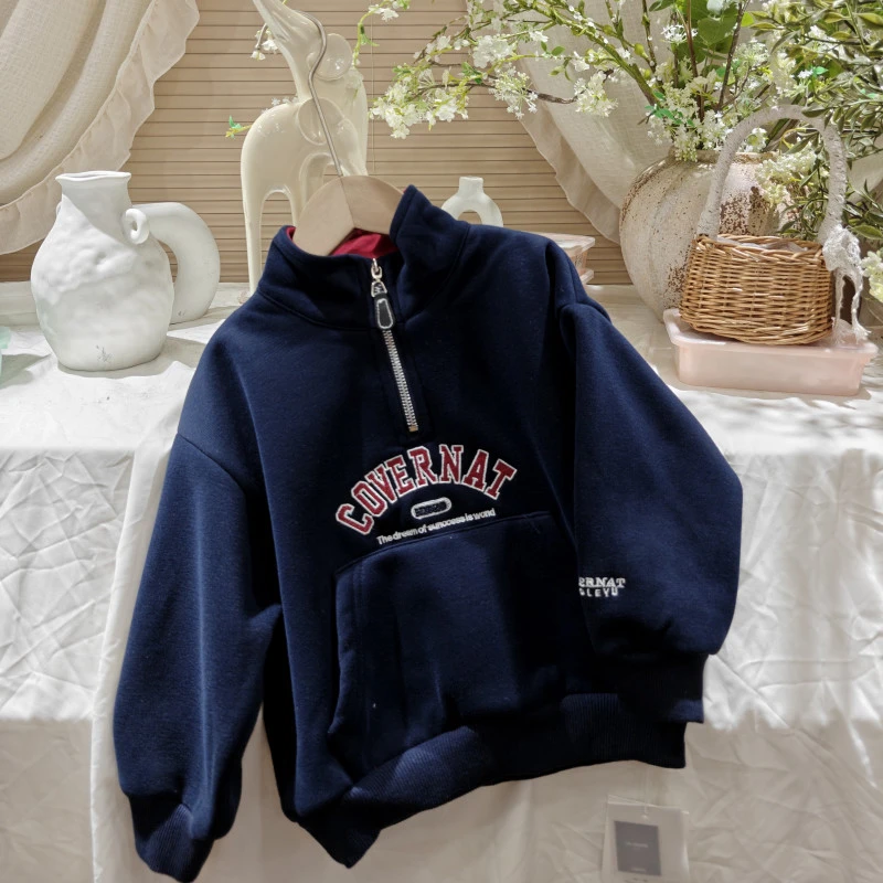 F3-1。99613一体绒立领卫衣字母冬款童装