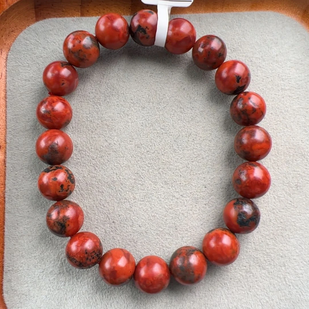 南红玛瑙未镶嵌（鸡血铁皮包浆圆珠10mm