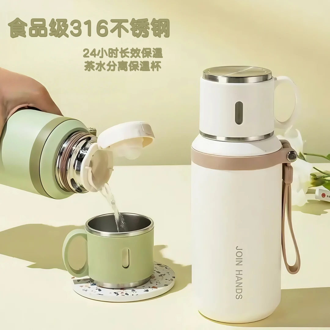 316不锈钢保温杯钢盖简约茶杯保温杯杯子女士高颜值便携水杯男款