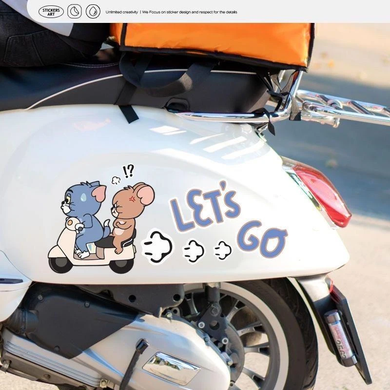 猫和老鼠电动车装饰贴纸可爱创意个性汽车卡通划痕遮挡防水贴画