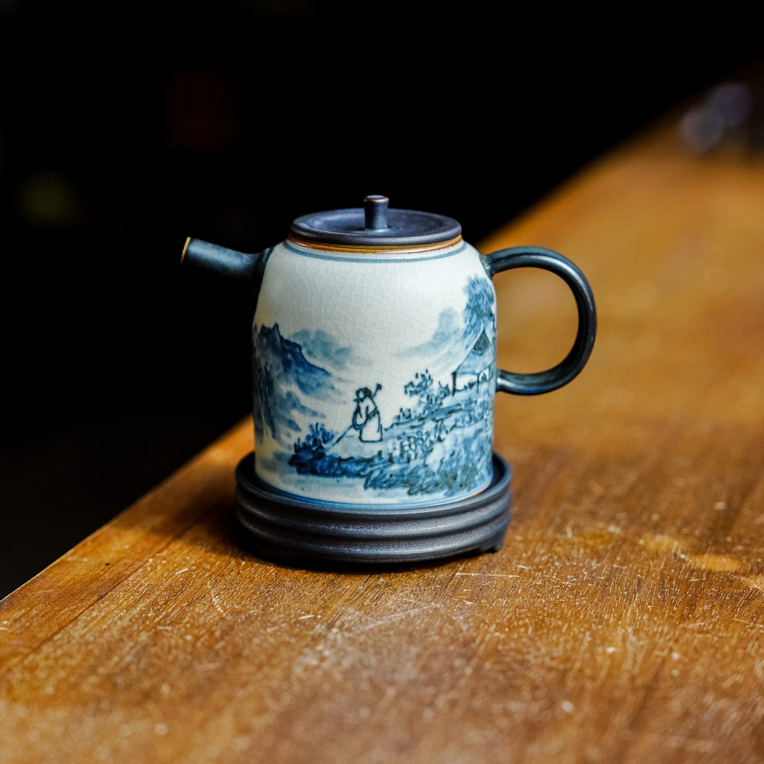 【朴云堂】山水秦权两才壶(高) 随机山水画片150ml   朴壶0100随机