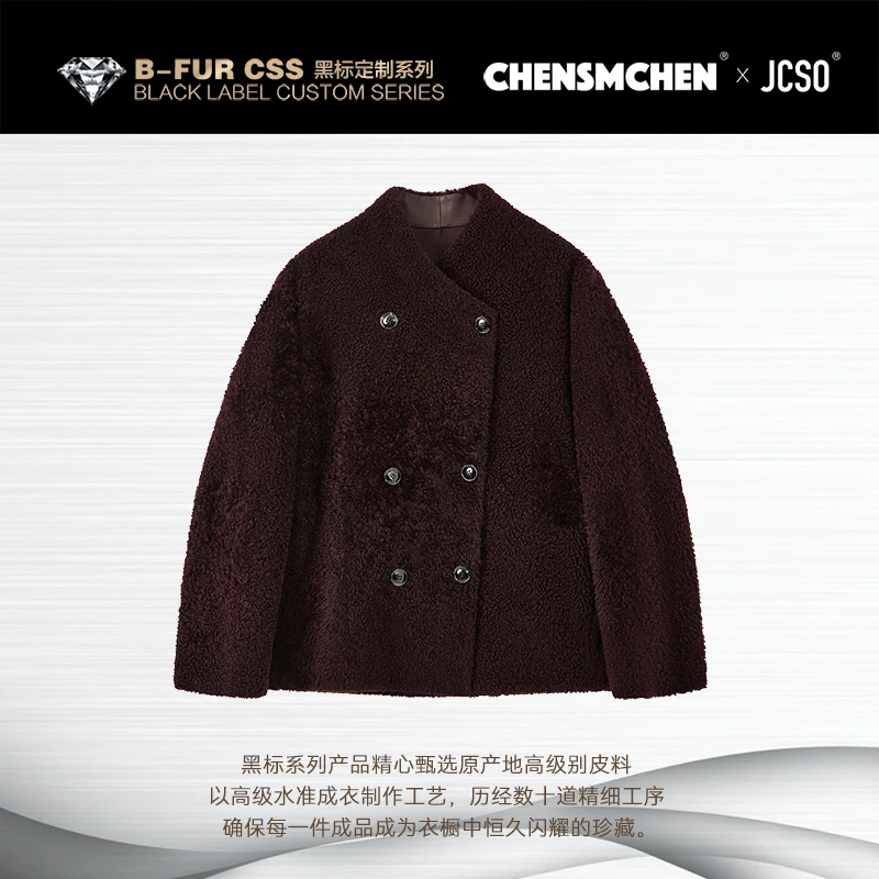 【CHENSMCHEN×JCSO】进口双排扣交叠领拉贡皮毛一体外套CdSU10511NL