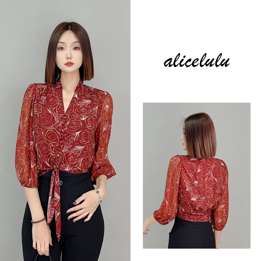 1 ALICE 花海衬衫 绑带设计 洋气浪漫 S2141461E