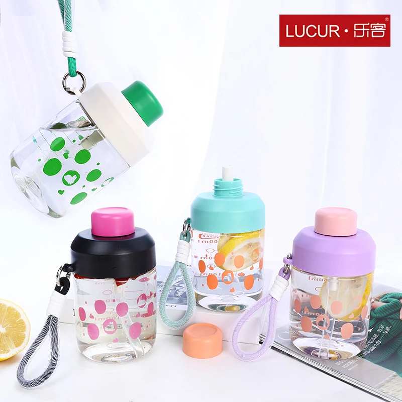 乐客450m炫彩2269太空杯高颜值水杯花朵防尘帽女生喝水茶杯子
