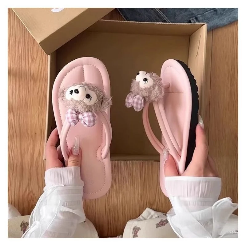 少女心卡通可爱雪莉玫人字拖女夏外穿2025新款夏季厚底夹脚凉拖鞋