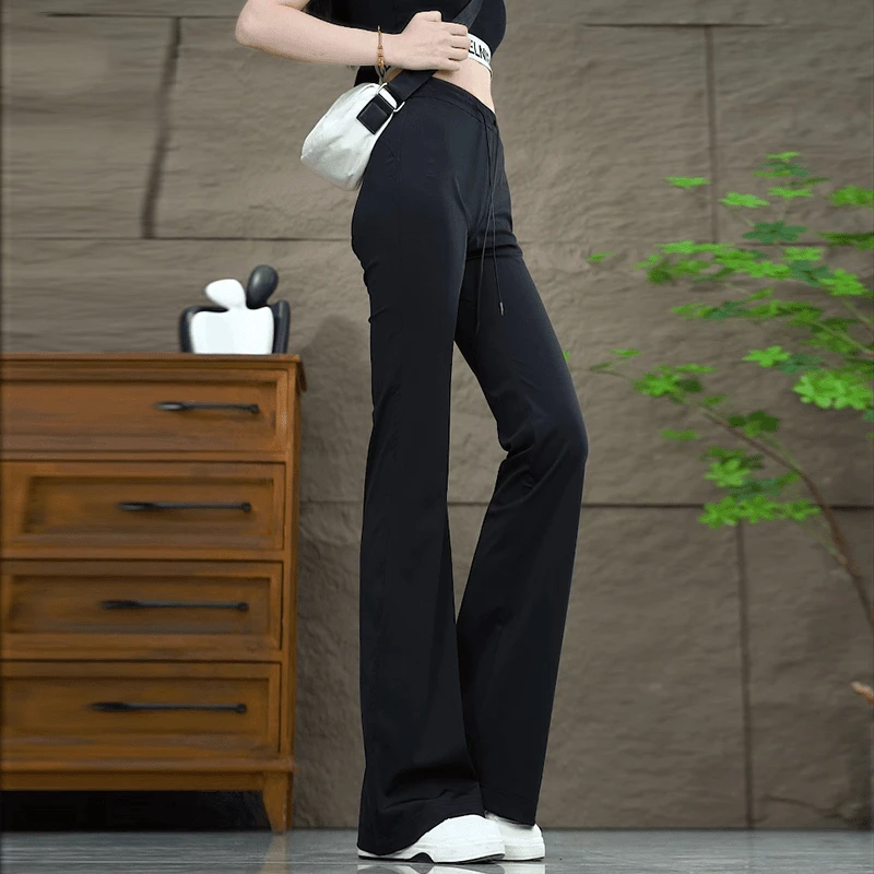 2025夏季新款凉感微喇裤修身高腰显瘦健身裤速干休闲微喇叭裤