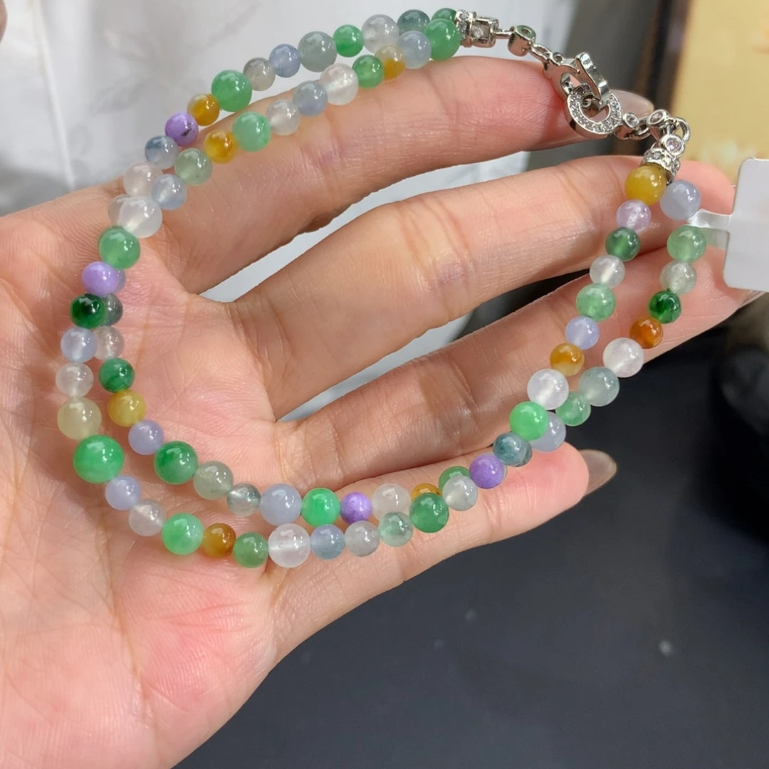 翡翠未镶嵌手串卡3.8-5.3胶润多宝手串