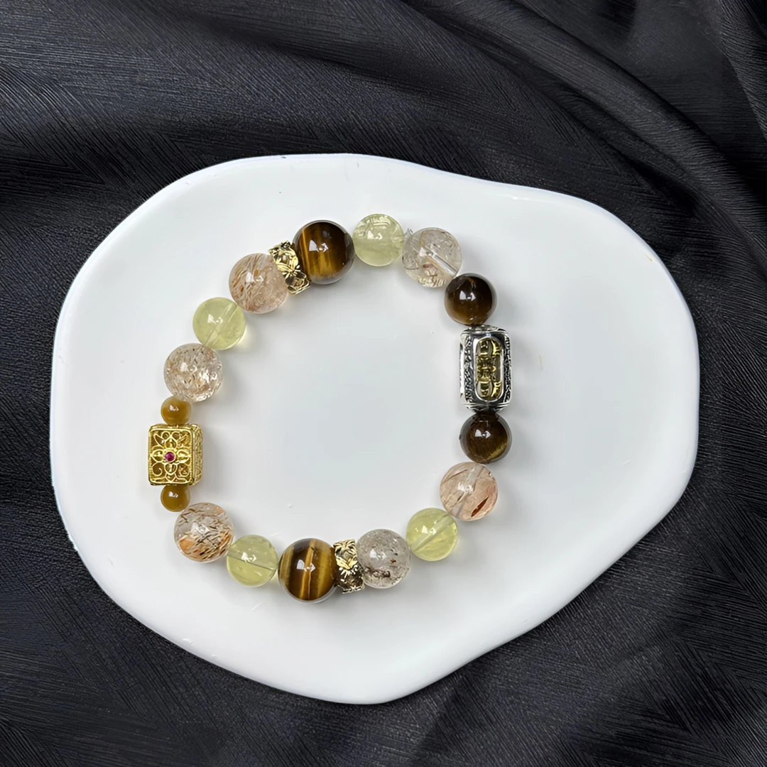 【大喜·钱途无量】黑金超7+黄水晶+金虎眼【多样性发货】