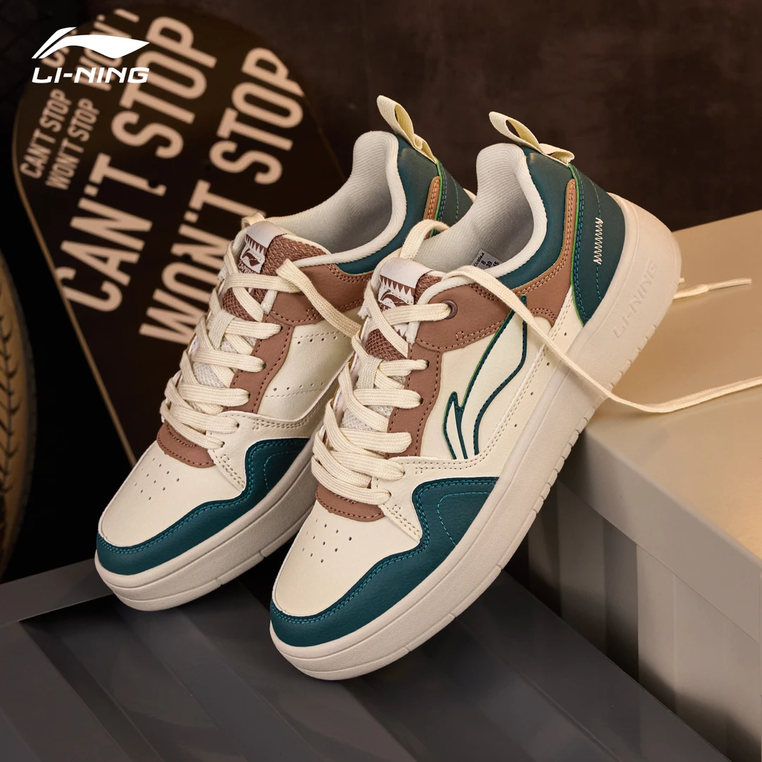 李宁行初2.0女鞋板鞋2025春季低帮透气轻便运动鞋百搭复古休闲鞋