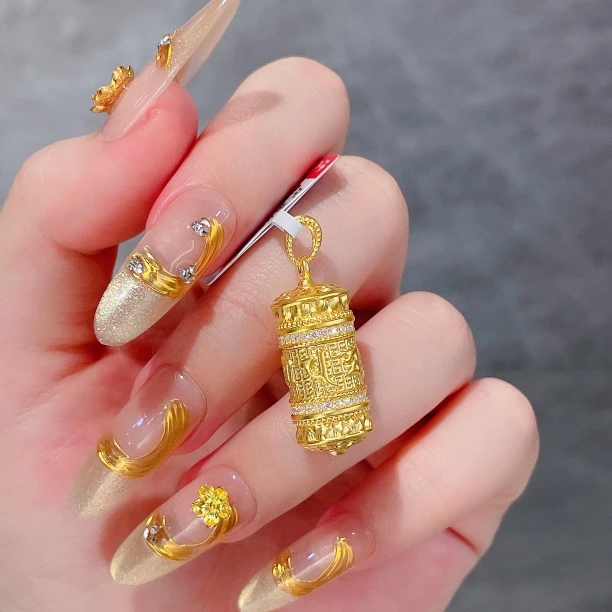 足金999 黄金首饰 5D镶嵌莫桑124 版编号5款吊坠【赠绳子】