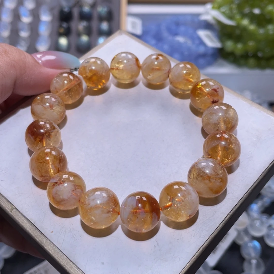 水晶手链未镶嵌蜂蜜奶盖手链13mm