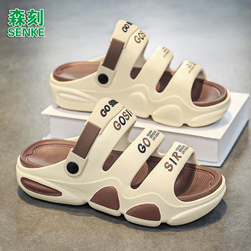 森刻潮拖2025新款情侣百搭软底软面个性拼色防滑耐磨男士凉拖鞋