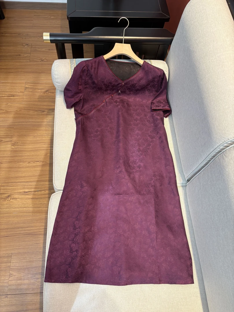 【澜亭絮絮】香云纱花萝连衣裙LT206清仓