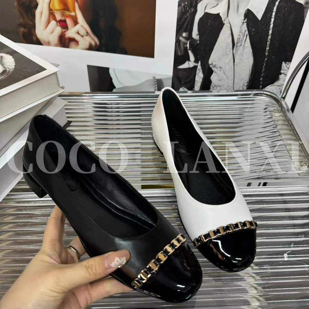 【LULU】时尚休闲百搭黑色软底浅口小香风平跟单鞋 25DX178LX