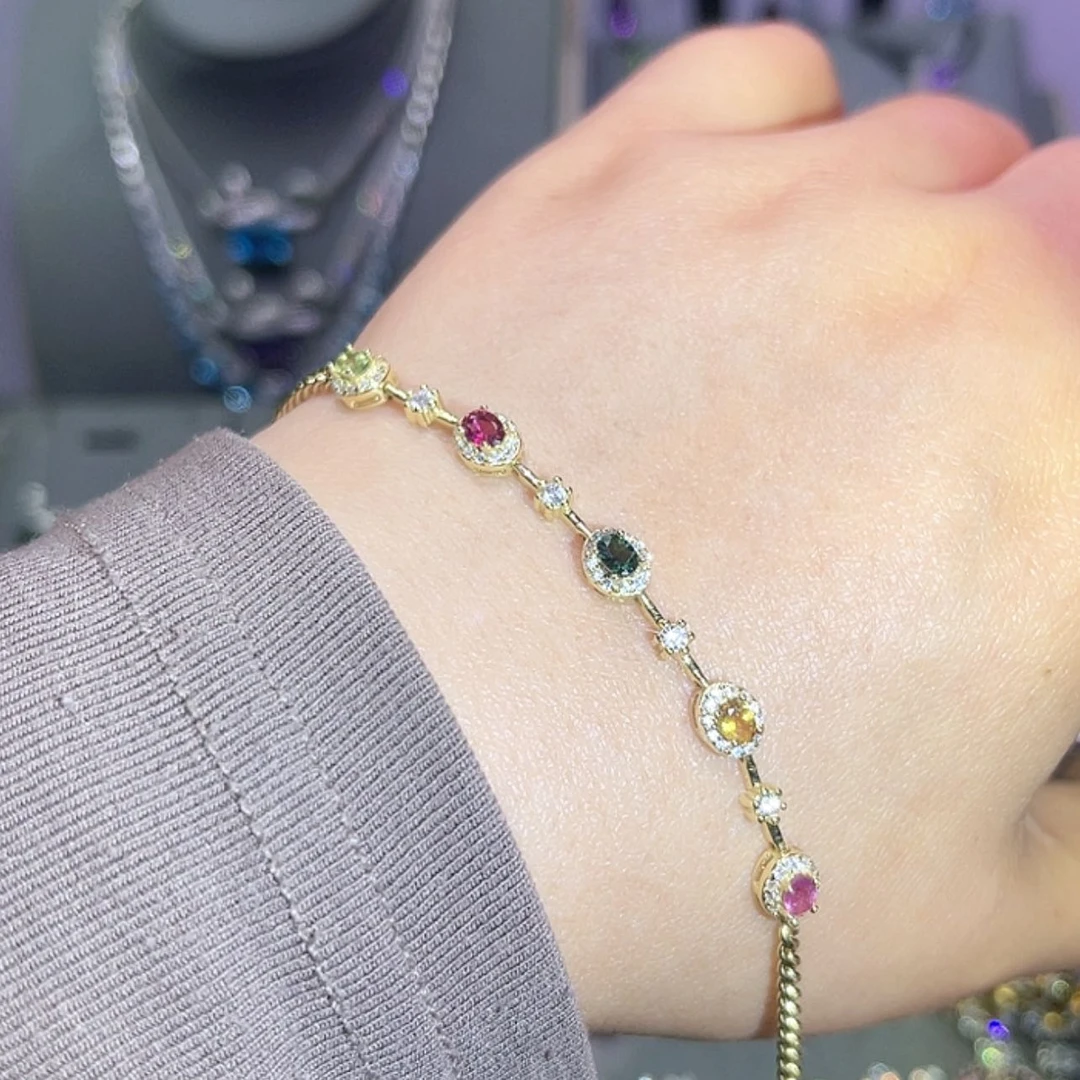 【闪购商品】碧玺手链银S925镶嵌手链