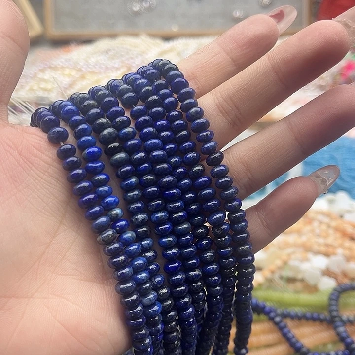 玛瑙/玉髓珠宝半成品未镶嵌一条6mm左右青金算盘珠