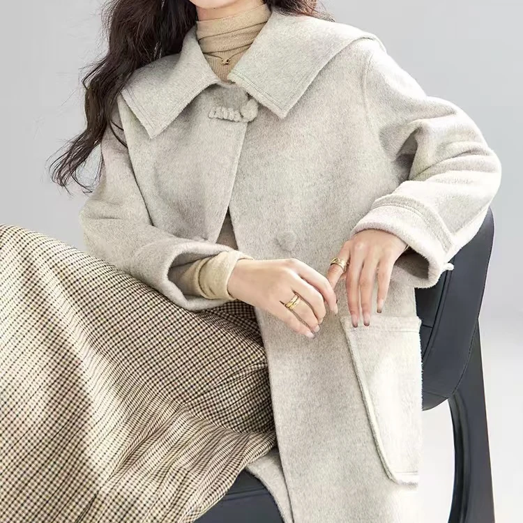 时尚双面呢大衣女中长款小个子赫本风(找到编码拍，不看图片）