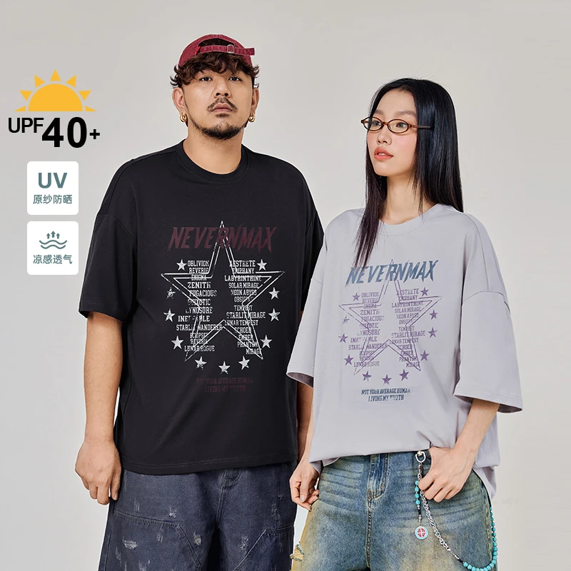 NMAX大码潮牌男装25年夏撞色潮流字母印花短袖T恤速干FNT104